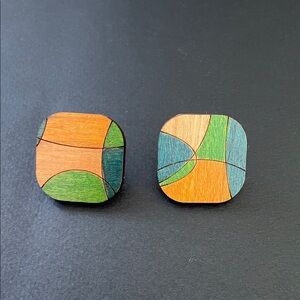 Colorful Geometric Wooden Earrings